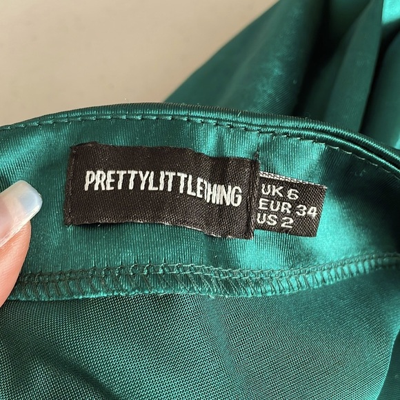 Pretty Little Things - Emerald Green High Neck Strappy Back Bodycon Dress - Picture 11 of 12